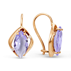 Серьги из красного золота с аметистами
