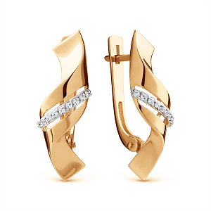 Серьги из красного золота с фианитами