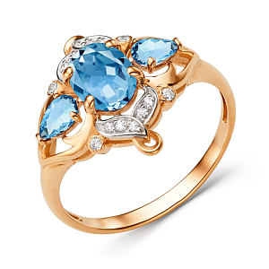 Кольцо из красного золота с swiss топазами
