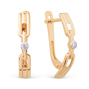 Серьги из красного золота с фианитами