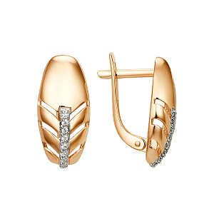 Серьги из красного золота с фианитами