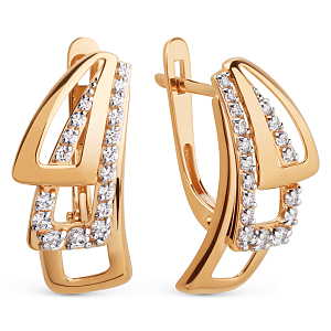 Серьги из красного золота с фианитами