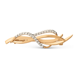 Брошь из красного золота с фианитами