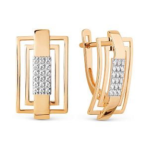 Серьги из красного золота с фианитами