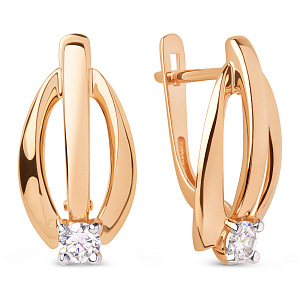 Серьги из красного золота с фианитами