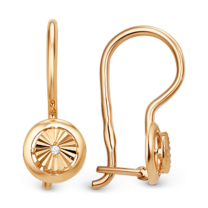 Серьги детские из красного золота с фианитами