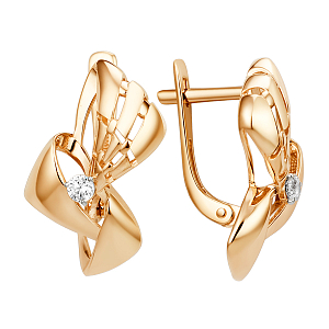 Серьги из красного золота с фианитами