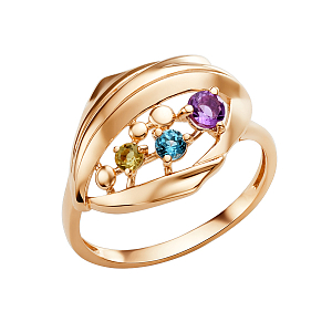 Кольцо из красного золота с аметистом