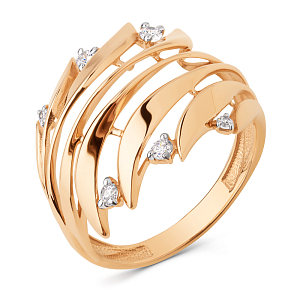 Кольцо из красного золота с фианитами