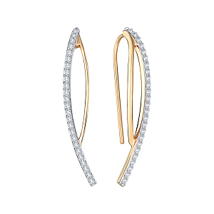 Серьги из красного золота с фианитами