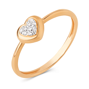 Кольцо из красного золота с фианитами