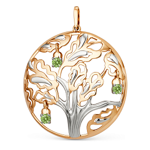 Подвеска из красного золота с хризолитами