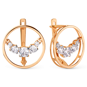 Серьги из красного золота с фианитами