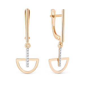 Серьги из красного золота с фианитами