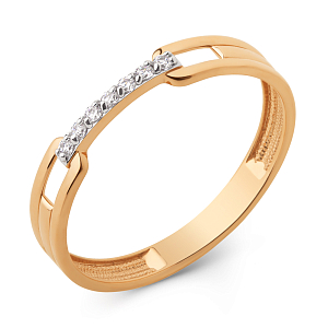 Кольцо из красного золота с фианитами