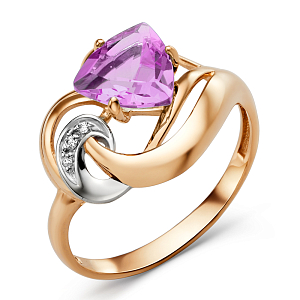 Кольцо из красного золота с аметистом