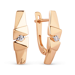 Серьги из красного золота с фианитами