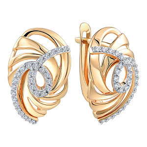 Серьги из красного золота с фианитами