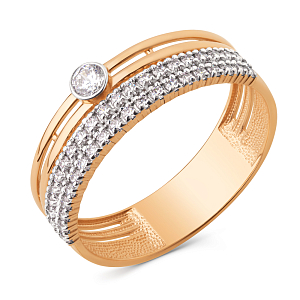 Кольцо из красного золота с фианитами