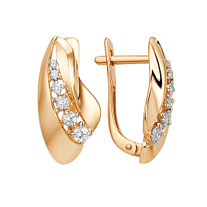 Серьги из красного золота с фианитами