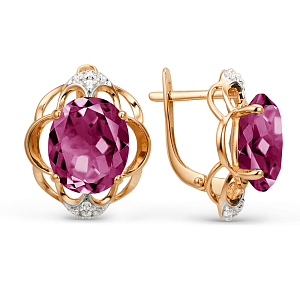 Серьги из красного золота с корундами