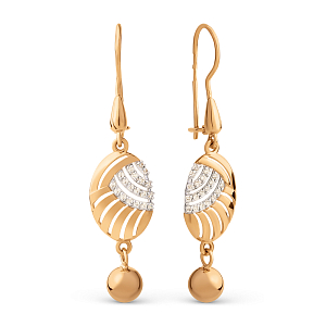 Серьги из красного золота с фианитами