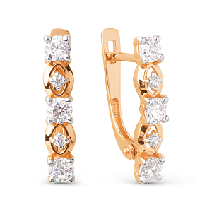 Серьги из красного золота с фианитами