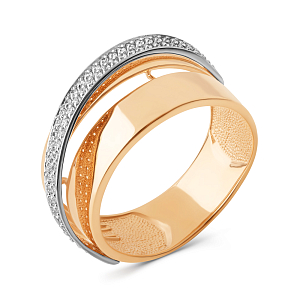 Кольцо из красного золота с фианитами