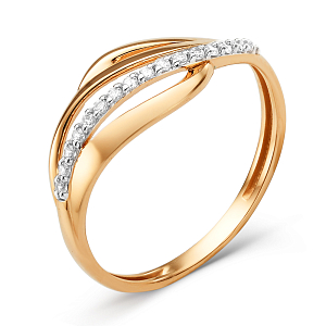 Кольцо из красного золота с фианитами