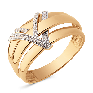 Кольцо из красного золота с фианитами