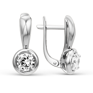 Серьги из белого золота с фианитами