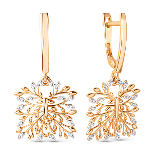 Серьги из красного золота с фианитами