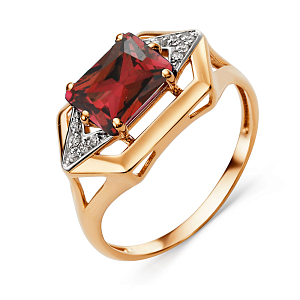 Кольцо из красного золота с корундом
