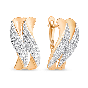 Серьги из красного золота с фианитами