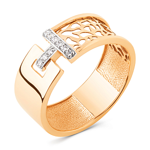 Кольцо из красного золота с фианитами