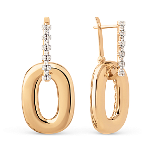 Серьги из красного золота с фианитами