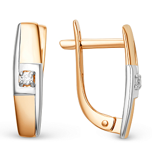 Серьги из красного золота с фианитами