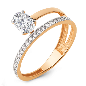 Кольцо из красного золота с фианитами