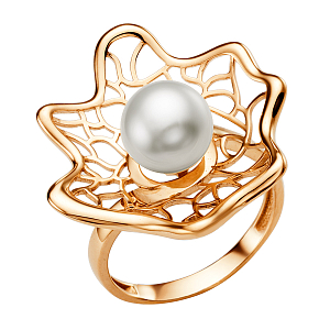 Кольцо из красного золота с жемчугом