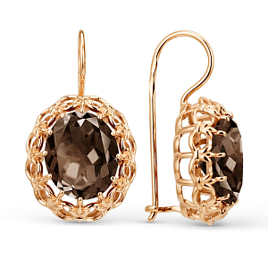 Серьги из красного золота с раухтопазами