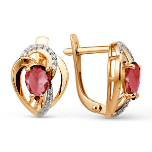 Серьги из красного золота с бриллиантами и рубинами