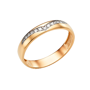 Кольцо из красного золота с фианитами