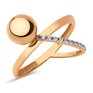 Кольцо из красного золота с фианитами