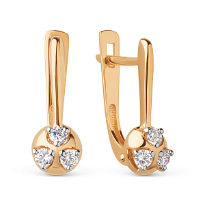 Серьги из красного золота с фианитами