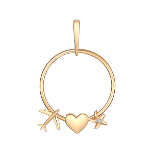 Подвеска из красного золота с фианитом