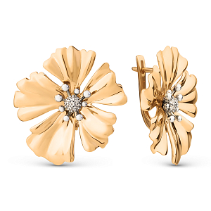 Серьги из красного золота с фианитами