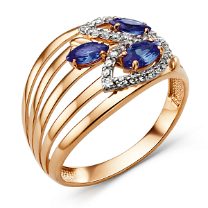 Кольцо из красного золота с корундами