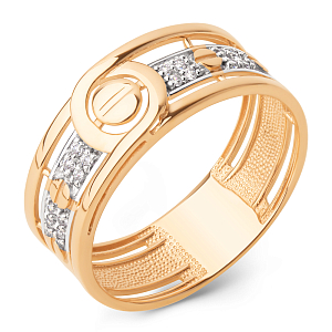 Кольцо из красного золота с фианитами