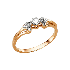 Кольцо из красного золота с фианитами