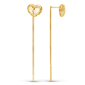 Серьги продевки из желтого золота